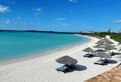 beach with umbrellas