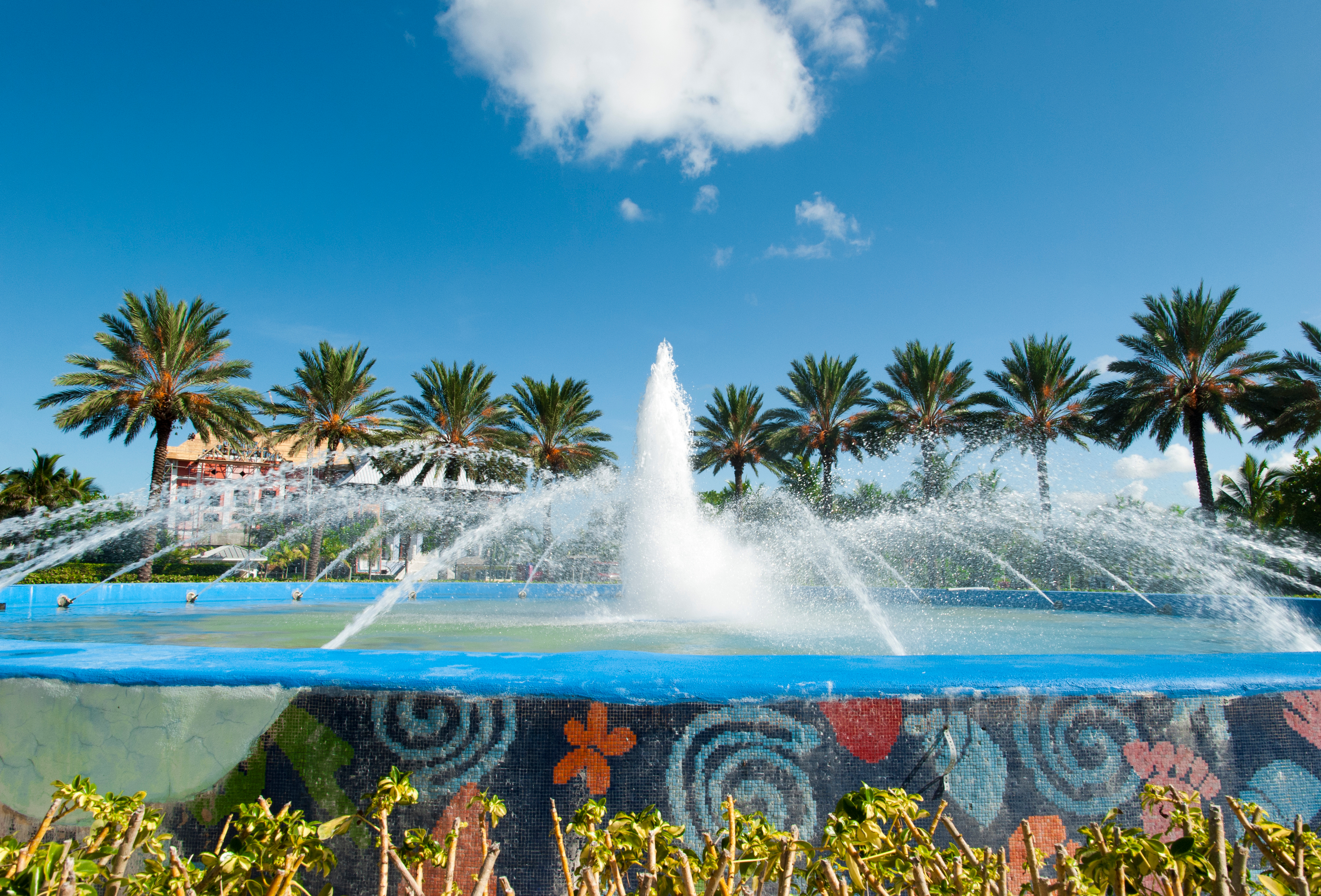Public fountain in Port Lucayan in Freeport, Grand Bahama
